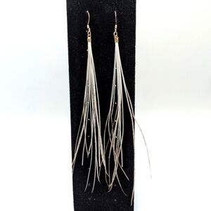 White Natural Feather Fringe Earrings